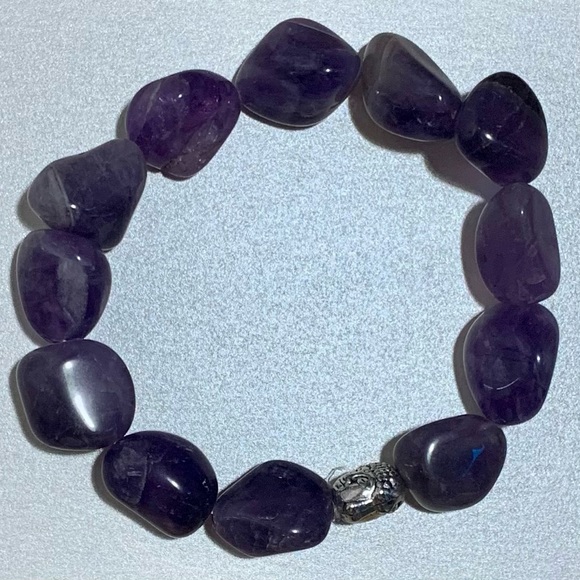 Amethyst Stone Buddha Head Bead Bracelet - Picture 2 of 4